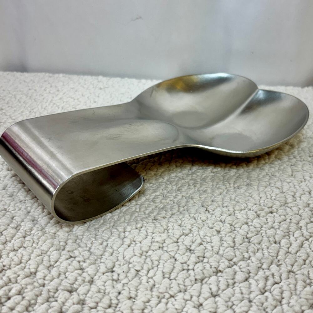 Stainless Steel Double Spoon Rest #10734 Brushed 18/8 AMCO Good Used Condition